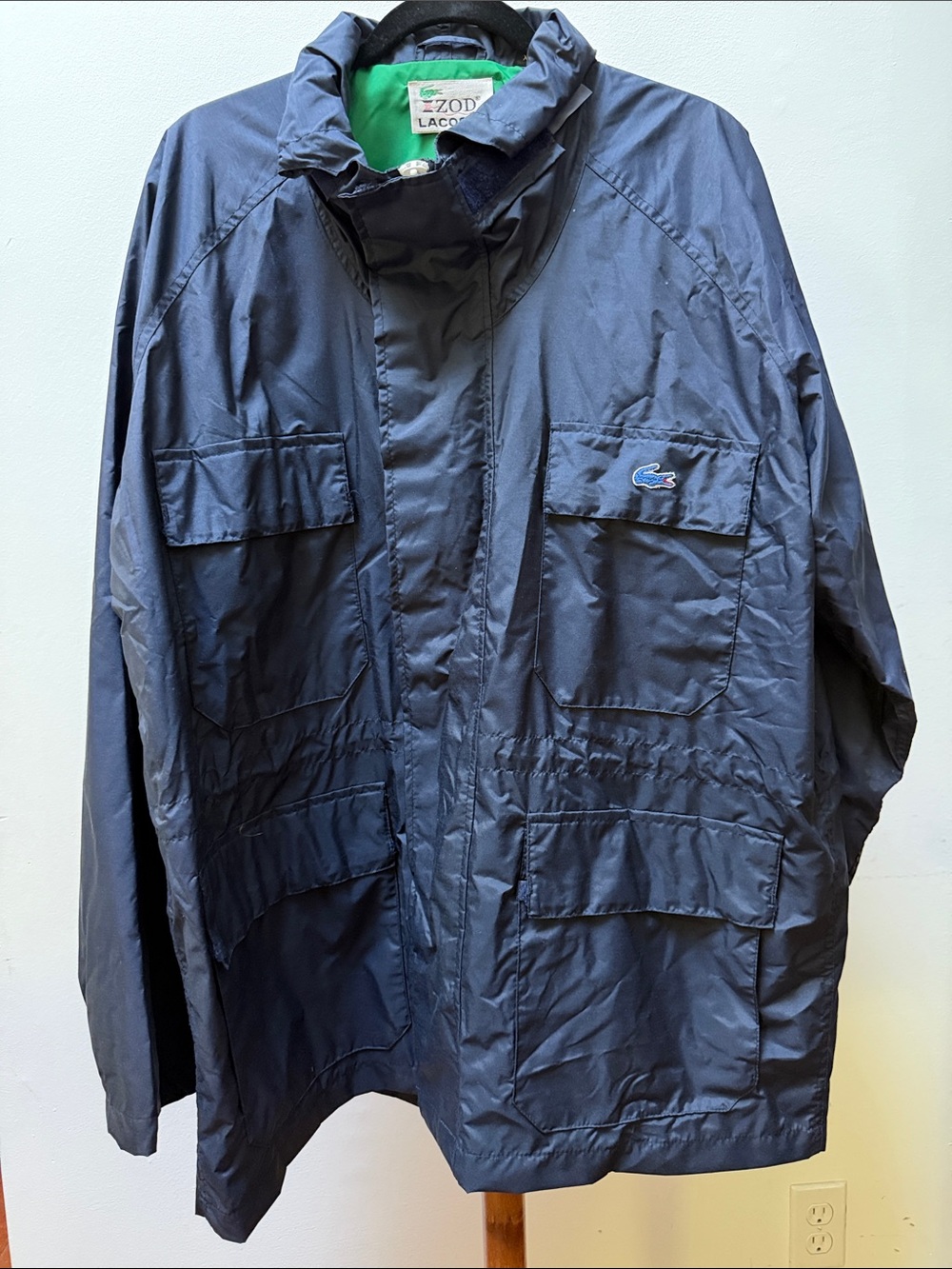 Vintage IZOD Lacoste Windbreaker Rain Jacket Men's Navy XL